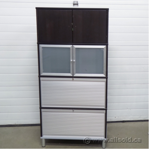 IKEA Effektiv Espresso 4 Compartment Roll Front File Allsold